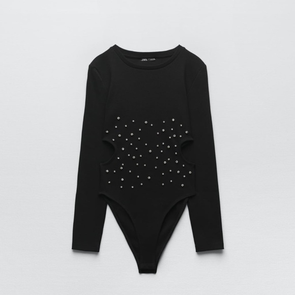 Zara Tops Zara Ribbed Jewel Bodysuit Poshmark